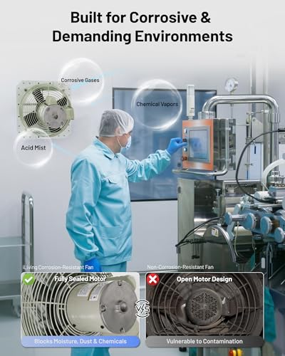 iLiving 12-Inch Corrosion Resistance Shutter Exhaust Fan, Single Speed - style: Corrosion-Resistance