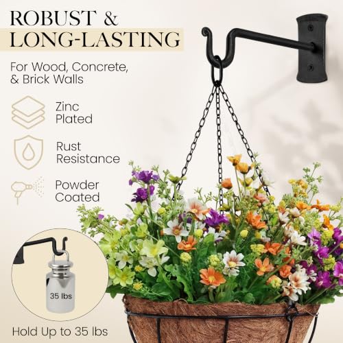 RTZEN Plant Hangers Outdoor or Indoor - Wrought Iron Metal Hanger Indoor Hook - Heavy Duty Wall Bracket Hooks for Hanging Plants Baskets Lanterns Bird Feeders - 2 Pack (Black Shepherds Hooks 7.5") - size: 7.5 Inch, style: Shepherds Hooks