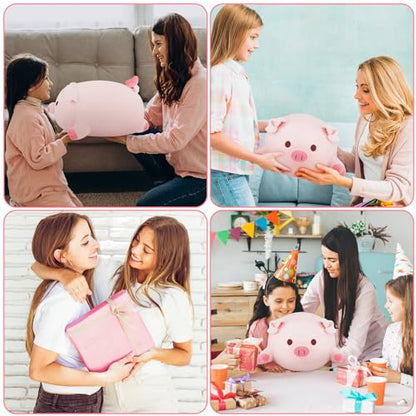 Achwishap 5PCS Pig Family,Pig Stuffed Animal Mommy with 4 Pig Babies Plush,Cute Pig Plush Pillow Cushion Doll,Kawaii Pig Plush Toy Hugging Pillow for Kids Adults Birthday Gifts(16” Pig Family) - color: Pink Pig Family-mommy and Kids