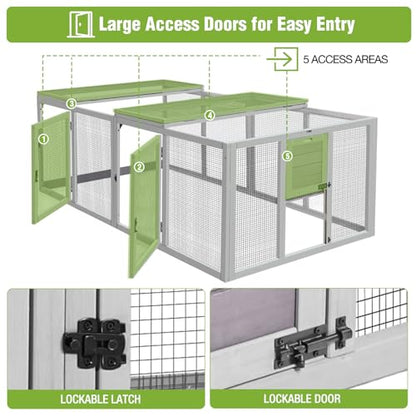 GUTINNEEN Large Chicken Run Extension with 20.73 sq.ft Space, Sliding Chicken Door, 1/2" Galvanized Wire, Secure Locks & Easy-Access Doors, Cozy Coop Chicken Cage Poultry Cage Outdoor - size: 79"L x 37.8"W x 26.8"H