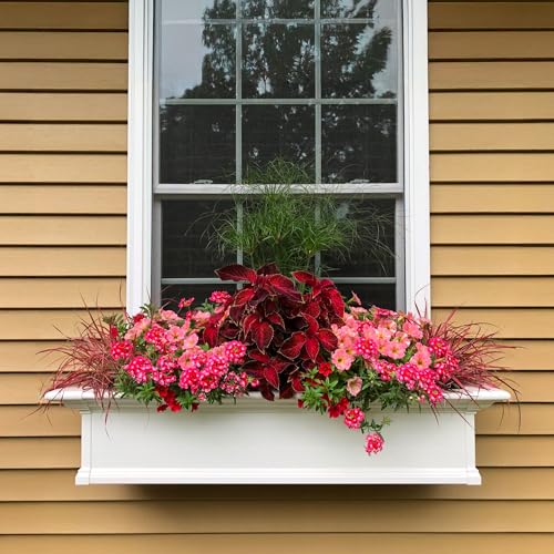 Mayne Yorkshire 4ft Window Box - White - 48in L x 12in W x 10in H - Polyethylene Planter - Built-In Water Reservoir (4824-W) - size: 4-Foot