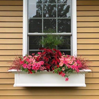 Mayne Yorkshire 4ft Window Box - White - 48in L x 12in W x 10in H - Polyethylene Planter - Built-In Water Reservoir (4824-W) - size: 4-Foot