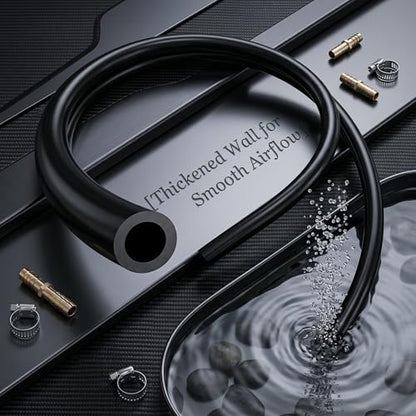 Self-Sinking Pond Hose, 100ft Weighted Pond Aerator Tubing, 3/8 Inch Self Sinking Aeration Hose Kit with 4 Copper Menders and 8 Stainless Steel Clamps for Lake Aquaculture Aeration - size: 3/8" id - 100ft
