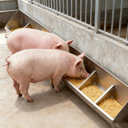 20in 40in 60in 80in Hog Feeder Livestock Feed Trough Automatic Pig Feeder Heavy Duty Stainless Steel, Separated Fence Feeder Trough, Multipurpose Livestock Trough for Pig Horse,Silver,50cm - size: 50cm