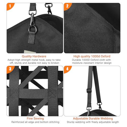 Ultra-Slow Feed Hay Bags for Horses,Two-Sided Premium Oxford Hay Bags with Large Opening,Top with Hook-and-Loop Closure,Adjustable Dual-Purpose Strap for Easy Hanging (Black, Large 2 Pack) - size: Large 2 Pack