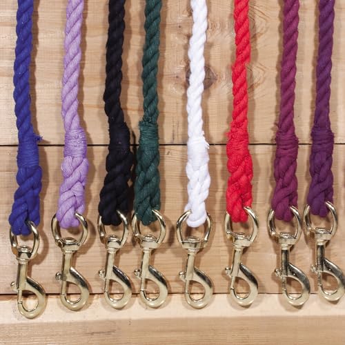 Dura-Tech 8' Cotton Lead Rope | Heavy Braided Design | 5/8" Diameter | Soft, Durable & Comfortable Grip | Brass-Plated Snap | Ideal for Barn, Farm & Shows - color: Black