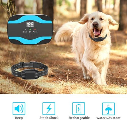 RUXAN Electric Fence for Dogs,Wireless Fence for Two Dogs,Underground Dog Fence System,Waterproof Electric Dog Fence and Two Dog Collars,Basic In-Ground Pet Fence Containment Kit Fence for Dogs - color: BL/RD