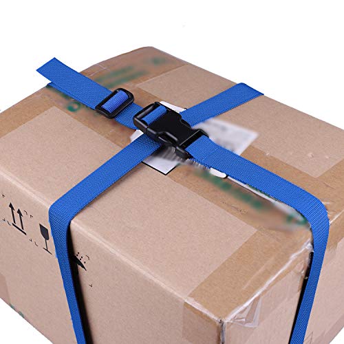 MAGARROW 78" x 1" Strap Buckle Packing Straps Adjustable 1-Inch Belt - color: Blue 6.5 feet Long (4-PCS)