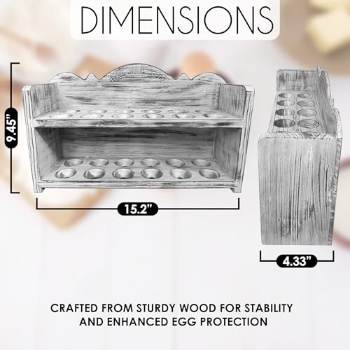 White Premium Pine Wooden Egg Holder 2-Tier Durable 24-Egg Storage Solution Ideal for Modern and Rustic Kitchen Fresh Eggs - color: White