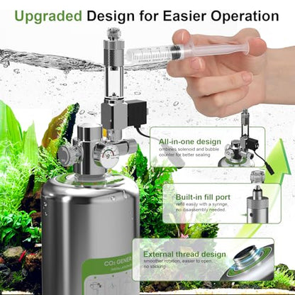 FZONE 2.5L Upgraded Aquarium CO₂ System with Complete Accessories, CO₂ Generator kit with Integrated Solenoid & Bubble Counter, Safety Valve, Main Switch for Planted Tanks - size: 2.5L