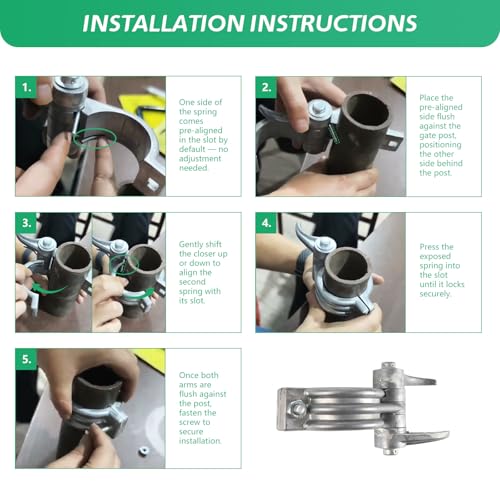 2-3/8" (2-1/2") x 1-3/8" Durable Chain Link Spring Loaded Gate Closer. Fence Lock gate Closer Outdoor (2-3/8" (2-1/2") x 1-3/8") - Please Carefully Review The Installation. - size: 2-3/8" (2-1/2") x 1-3/8"