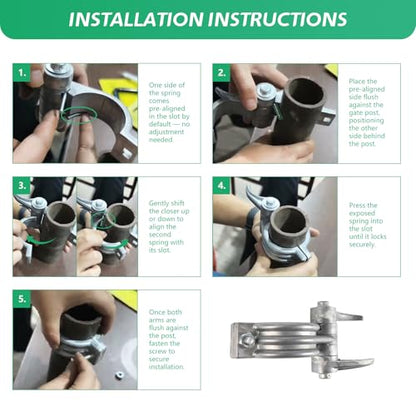 2-3/8" (2-1/2") x 1-3/8" Durable Chain Link Spring Loaded Gate Closer. Fence Lock gate Closer Outdoor (2-3/8" (2-1/2") x 1-3/8") - Please Carefully Review The Installation. - size: 2-3/8" (2-1/2") x 1-3/8"