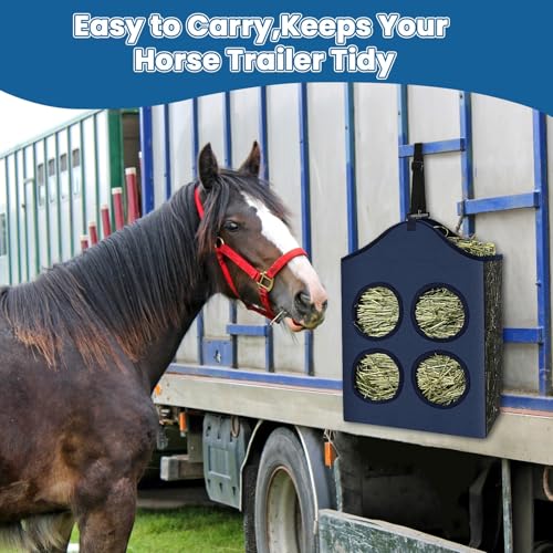 UPINS 2 Pcs Hay Bags for Goats,Hanging Horses Slow Feed Hay Feeder with Metal Ring and Adjustable Strap for Horses Donkeys Cows Alpacas Ostriches or Other Animals
