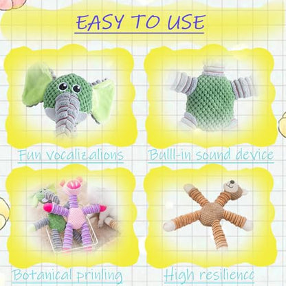 2026 Upgraded Dog Toys for Aggressive Chewers,Dog Toys for Large Dogs, Puppy Toys Indestructible for Large Medium Small Dogs (7.9 * 14.9in) (Bear*1 & Elephant*1) - color: Bear*1 & Elephant*1
