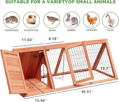 Small Chicken Coop, Chicken Run,Small Wooden Duck Coop Outdoor Quail Cage Rabbit Pet Hutch House Small Animals (Ntural Wood) - color: Ntural Wood