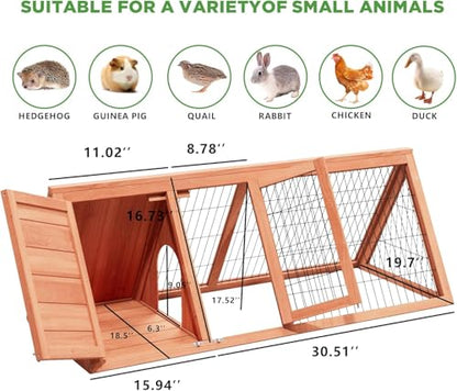Small Chicken Coop, Chicken Run,Small Wooden Duck Coop Outdoor Quail Cage Rabbit Pet Hutch House Small Animals (Ntural Wood) - color: Ntural Wood