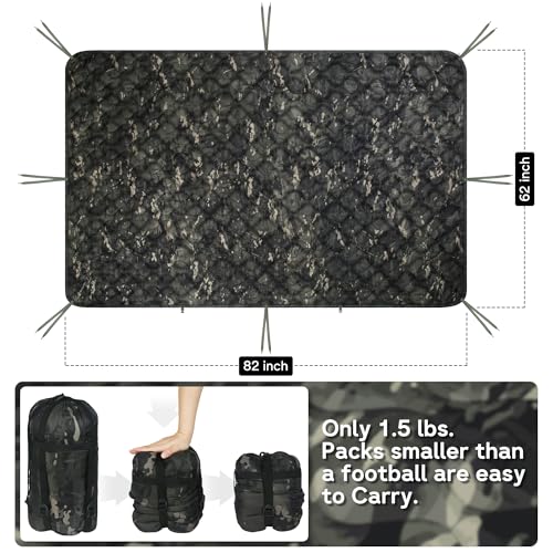 Mirzoyan Woobie Blanket, Military Poncho Liner Camo Insulated Camping Woobie Blanket for Outdoor Hiking Survival Hunting - color: Black