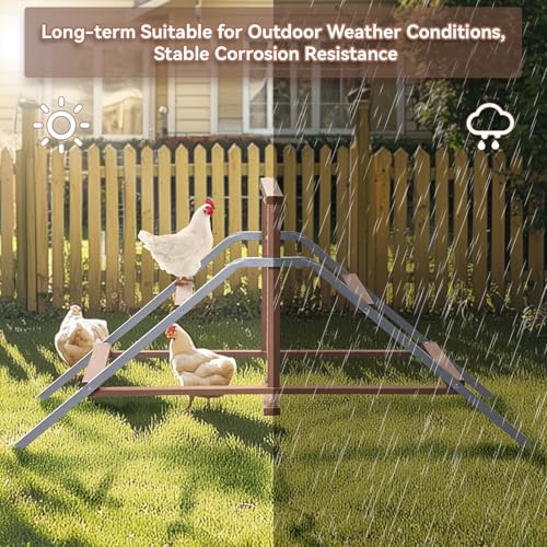 PETSFIT Chicken Perch Ladder-Solid Wood and Rustproof Iron Design, Chicken Ladder with Swing for Healthy Poultry-Ideal for Backyard Coops, Farms, Easy to Assemble and Clean - size: 58"Lx24"Wx28"H