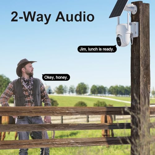 HOSAFE.COM 4G LTE Cellular Security Camera Wireless Solar Powered, Free Cloud Storage, No WiFi Security Camera Outdoor, 2K PTZ 360°, IP66 Waterproof for Farm Barn Jobsite Off-Grid