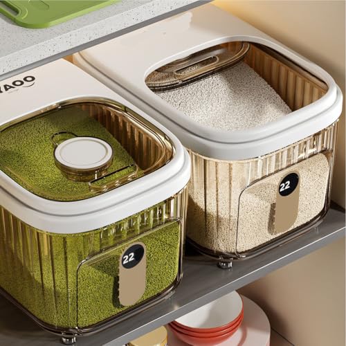 Rice Storage Container, Food Container, Dry Food Storage, Pet Food Dispenser, 13/24/35lbs Large Storage Bin with Lid,Silicone Ring & Moisture Proof,for Grain Cereal Soybean Corn,35lb - size: 35lb
