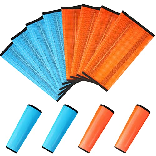 Jexine Set of 8 Mesh Fly Boots for Horse Loose Fitting Non Slip Breathable Horse Fly Leggings Protective Reduces Stress Leg Fatigue Wraps for Preventing Flies Mosquitoes Bite - color: Orange, Blue