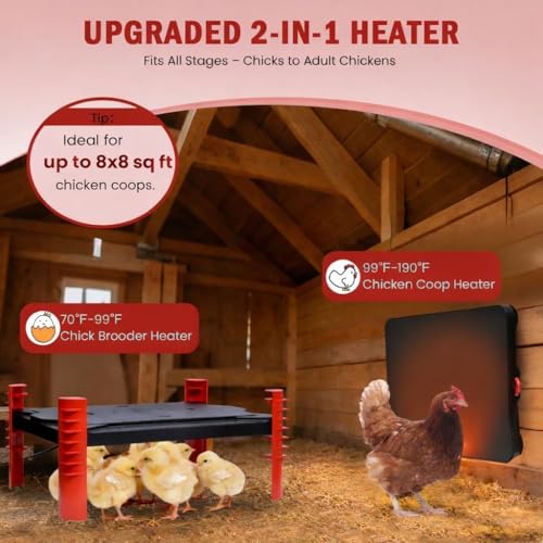 200W Chick Brooder Heater Plate, 2-in-1 Adjustable Radiant Brooder Plate for Chicks & Poultry, Smart Thermostat, 16"x12", Safe & Energy Saving, Ideal for Brooders & Small Chicken Coops