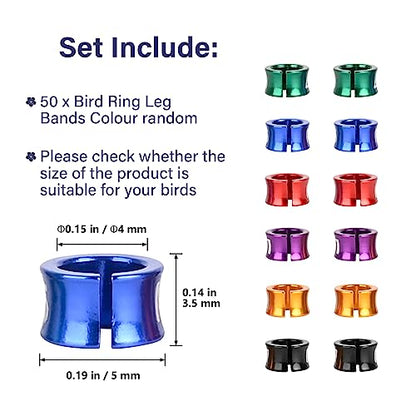 Open Bird Ring Bird Leg Bands Rings Open Bird Leg Rings Aluminum Split Bird Leg Rings Ldentifying Pigeons Training Rings Hibiscus Birds, Parrots, Peonies, Doves, Mixed Colors 50 PCS Per Pack - size: 4