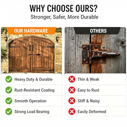 Heavy Duty Gate Hardware Kit for Wood Fence Black Fence Gate Hardware with 2 T-Strap Gate Hinges Sliding Gate Latch 2 Gate Handles Outdoor Gate Hinges and Latch Set for Yard Shed Barn 12 inch - size: 12inch