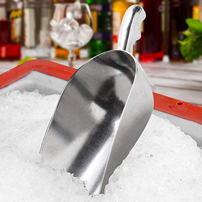 Cast Aluminum Utility Scoop - 38 oz. - Round Bottom, ice scoop For Multi-Purpose Use, With Finger Groove Handle (38 oz.) - size: 38 oz