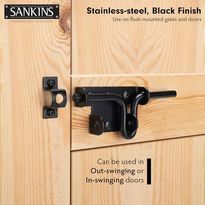Slide Bolt Gate Latch for Wooden Fence, Heavy Duty Black Sliding Bolt Gate Lock Latch Hardware with Padlock Hole, Door Gate Latch for Wooden Gate Vinyl Fence Barn Shed, 1 Pack - size: Upgrade