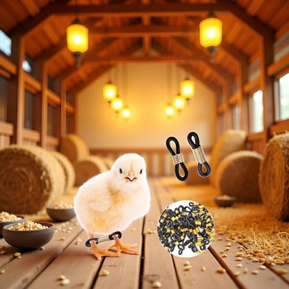 50 Pcs Black Baby Chick Splay Leg Hobble Chicken Leg Bands, Adjustable Chicken Hobble Braces for Spraddle Leg Repair Poultry Care Supplies, Bird Ducks Newly Hatched, Poultry Feeding Equipment