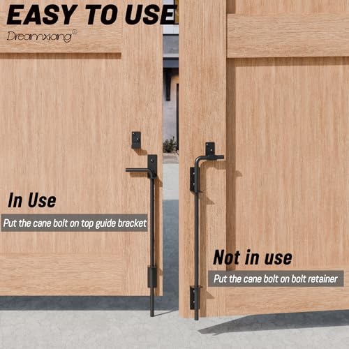 36" Heavy Duty Cane Bolt Gate Drop Rod Extra Thick Hardware Ground Latch for Wood PVC Vinyl Metal Fences Gates, Double Doors, Black Solid Steel-2 Pack - color: 36 Inch