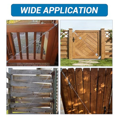 HOME MASTER HARDWARE 2 Pack Anti Sag Gate Kit for Wooden Fence Repair, Zinc Plated Steel, Anti-sag Gate Hardware Kit - Turnbuckle, Hooks, Heavy Steel Cable(7.5ft), Screws - color: Zinc, size: 2 Pack