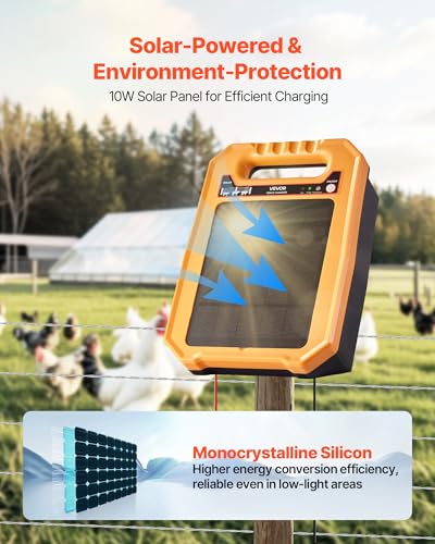 VEVOR Solar Fence Charger, 0.3J 8 kV Solar Powered Fence Charger, Weather-Resistant Electric Fence Energizer Kit, 7 Days Runtime, for Livestock, Poultry, Garden Protection - style: 0.3J