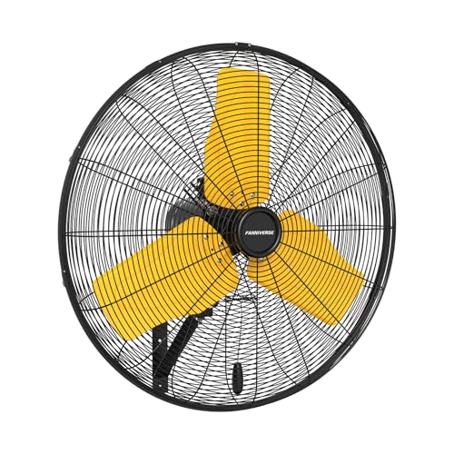 24 Inch 9500 CFM Waterproof Wall Fan Pro Series - Outdoor High Velocity Wall Mount Fan with Enclosed Motor for Residential, Warehouse, Patio, Shop, Garage, Barn UL Safety Listed - color: Yellow, size: 24 Inch