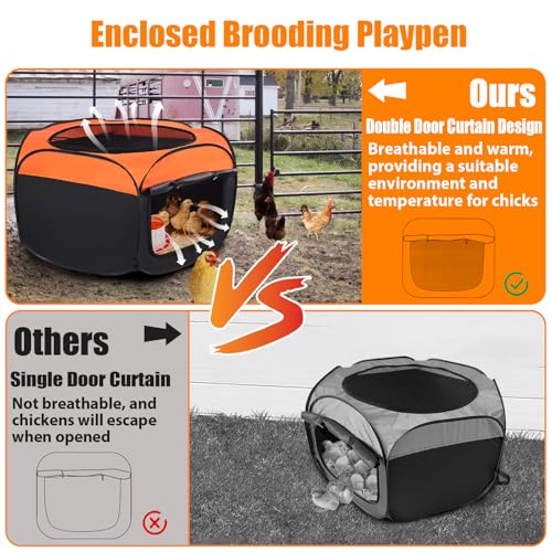 Chick Brooder Box, Upgrade Double Door Brooder Box for Chick Starter Kit, Pop-Up Baby Chicken Pen Supplies Brooding Up to 15 Baby Chicks, Duck and Quail - color: Chick Brooder Box