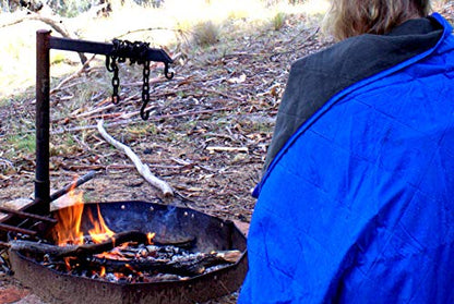 DOWN UNDER OUTDOORS Waterproof 350 GSM Fleece or Sherpa Stadium Blanket | Large Extra Thick, Windproof, Quilted, Machine Washable, Camping Picnic & Outdoor, Beach, Dog, secret pocket, 82 x 55 inches - color: Blue