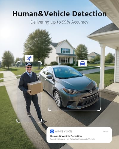 ANNKE 4K PoE Security Camera System with Dual-Lens, 180° Wide Angle, 12MP H.265+ NVR with 2TB HDD, 4pcs 8MP Wired Surveillance IP Cameras Outdoor, Smart AI Human/Vehicle Detection, 2-Way Audio