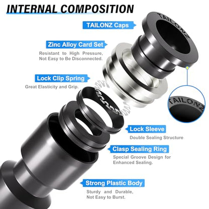 TAILONZ PNEUMATIC Black 1/4 Inch od Push to Connect Fittings Pneumatic Fittings Kit 20 Spliters+20 Elbows+20 tee+20 Straight (80 pcs) - color: Black, size: 1/4"OD/80PCS