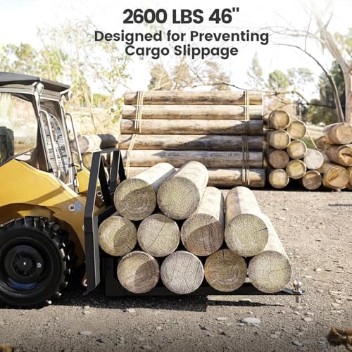 Heavy Duty Pallet Forks 2600 lbs Capacity, 46" Quick Attach Skid Steer Forks with Trailer Hitch Ball for Tractor Loader, Q235 Steel Fork Frame for Lifting Moving Towing for Farm Warehouse