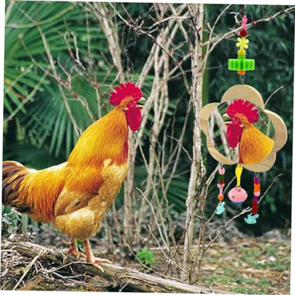BESPORTBLE Creative Hanging Mirror Toy for Chickens Wooden Rooster Hen Toy Pendant Promote Intellectual Growth Healthy Activity for Poultry Fun