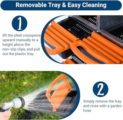 Chicken Nesting Box, 6 Hole 2 Layer Hen Nest Boxes, Roll-Away Egg Collection System with Ventilation Holes，Rustproof Plastic Tray & Keyhole Mounting, Chicken Laying Box - color: Orange, size: 6 holes
