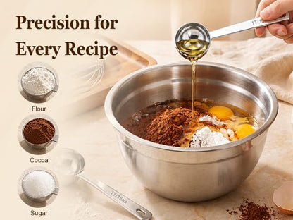 4 Pack Coffee Scoop Spoons, 2 Tbsp (30ml) Stainless Steel Measuring Spoons with Long Handle, Polished Round Metal Scoops for Ground Coffee, Protein Powder, Tea, Sugar and Baking - size: 2Tbsp/4pcs