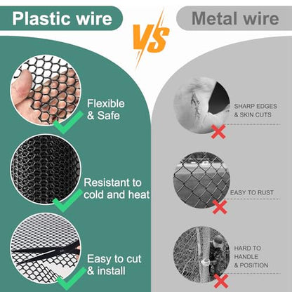 Chicken Plastic Wire Fencing Mesh - Heavy-Duty Plastic Chicken Black Wire Fence Mesh for Gardening, Barrier Netting, Poultry Dogs Rabbit Fencing (Black, 15.7IN x 10FT) - size: 15.7IN x 10FT