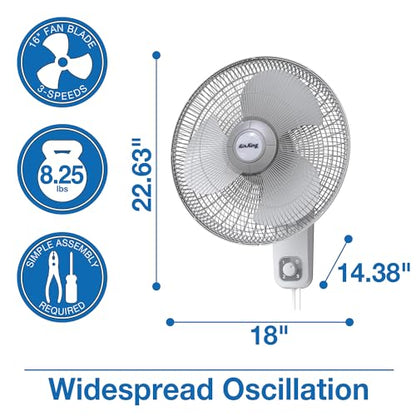 Air King 9016 Commercial Grade Oscillating Wall Mount Fan, 16-Inch - size: 16 inch, style: Classic
