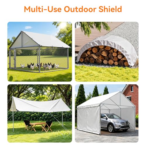 Chicken Coop Cover Waterproof, 11.7 * 6.7ft 420D Durable Oxford Fabric, Sunshade Water-Resistant Tarp for Walk-in Chicken Run Pen with Ball Bungees Cords, 1pc