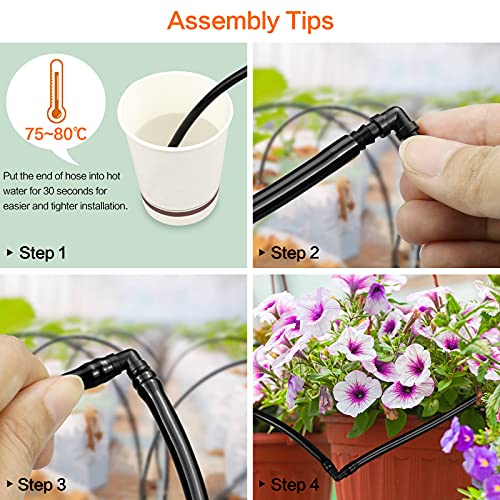 1/4" Drip Irrigation Elbow Fittings, 60 Pieces Barbed Corner 90 Elbow Connectors for 1/4 Inch Irrigation Tubing, Drip Line Elbows Parts for Garden Lawn Irrigation System - size: 4/7mm Elbows-60P