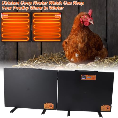 ZJchao Foldable Chicken Coop Heater, 150W Adjustable Temperature with Digital Display and Timer for Chick Puppy Kitten Pets Poultry in Coop House (US Plug 100-120V)