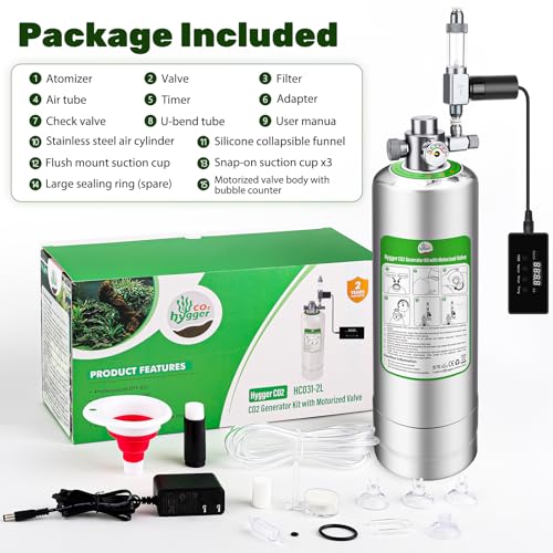 Upgraded 2L/5L Aquarium CO2 Generator System with Timer-Enabled Motor Valve, Upgrade CO2 System Kit with Quick-Release Structure for Aquarium Plants Tanks (2L) - size: 2L
