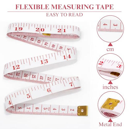 Soft Tape Measure Double Scale, Flexible Sewing Ruler for Weight Loss, Sewing Tailor Craft, Vinyl Measuring Tape Has Double Scale, 150 cm/60 Inch (3 Pack)